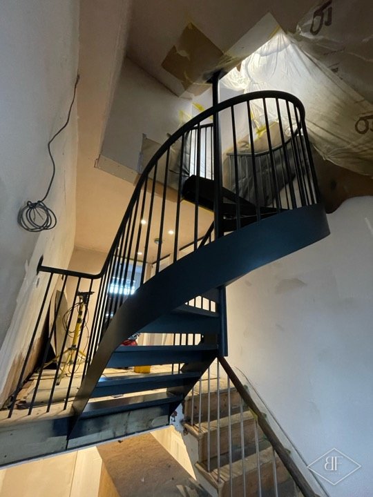 Spiral Metal Staircase Spray-Painted